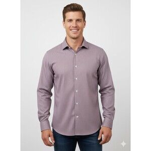 Kenneth Cole Shirt Awareness Slim Fit Dress  Men’s L Blue Purple Plaid Button Up